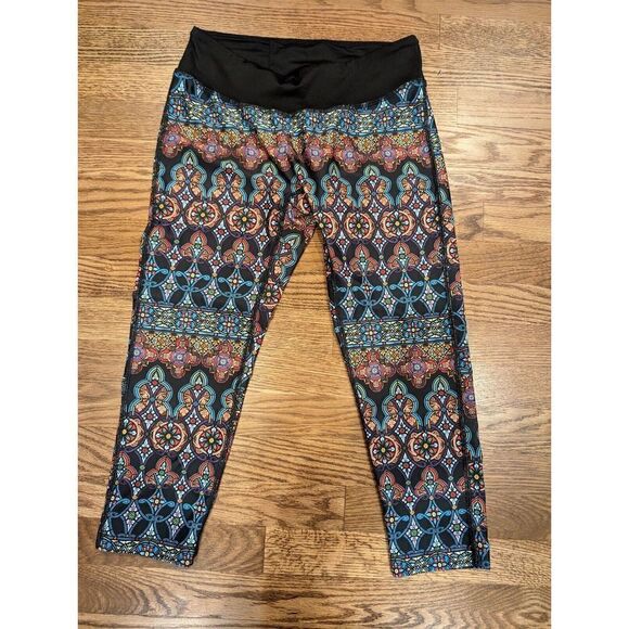 PRISMSPORT Stained Glass Capris Capri Leggings Rainbow colors Size L - Picture 2 of 12